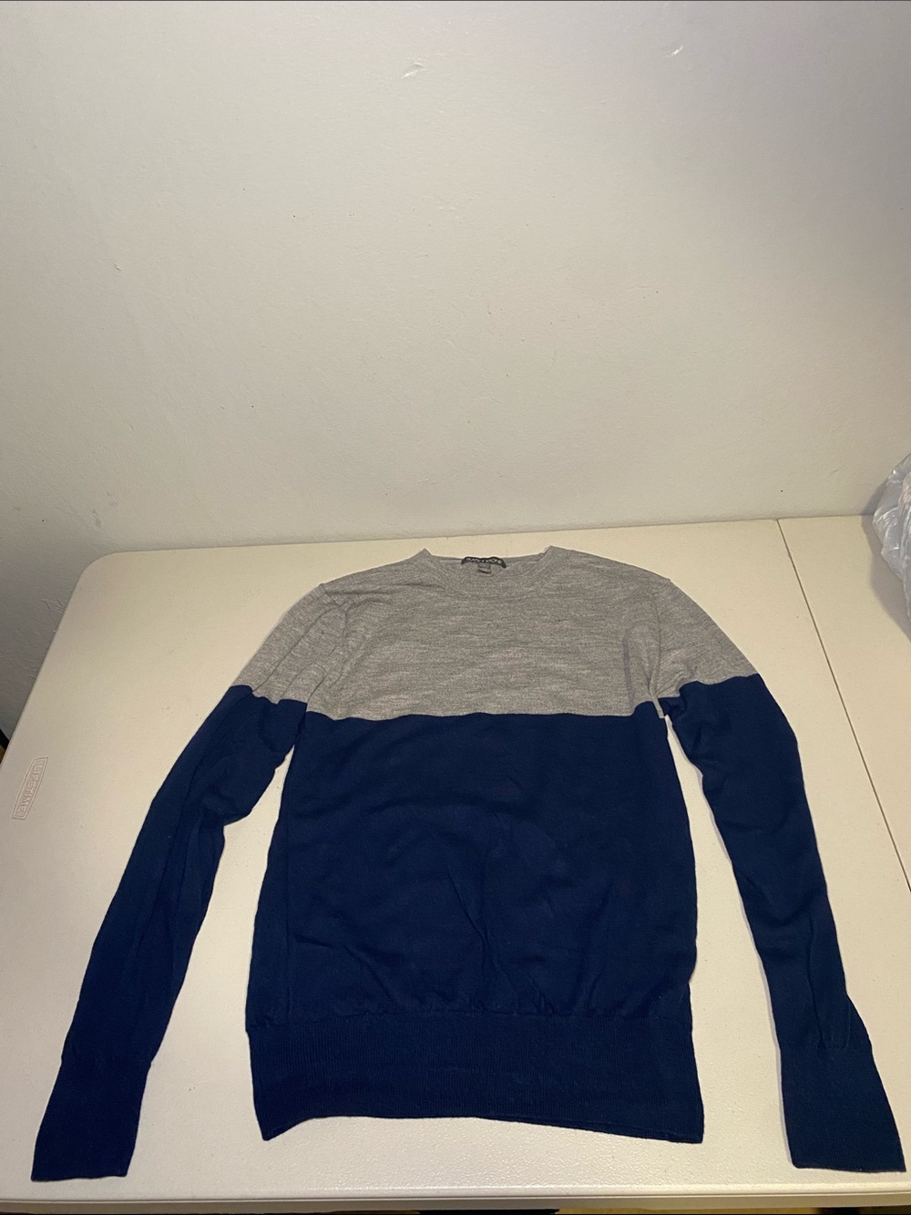 Men’s Slate & Stone Two-Tone Crewneck Sweater in Gray and Navy